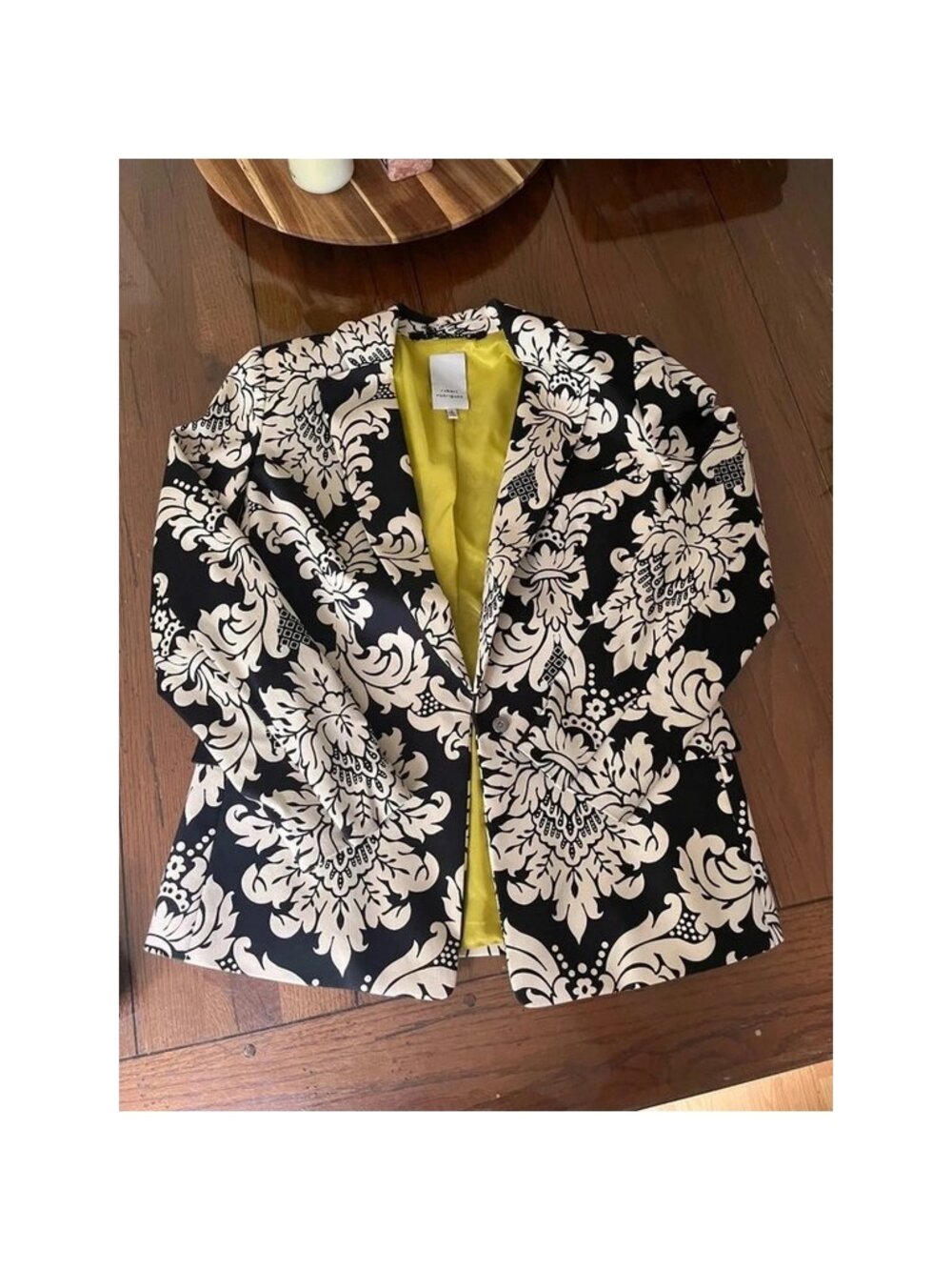 Robert Rodriguez Petite Black Ivory Damask Print Blazer Jacket Women's Size 8 P